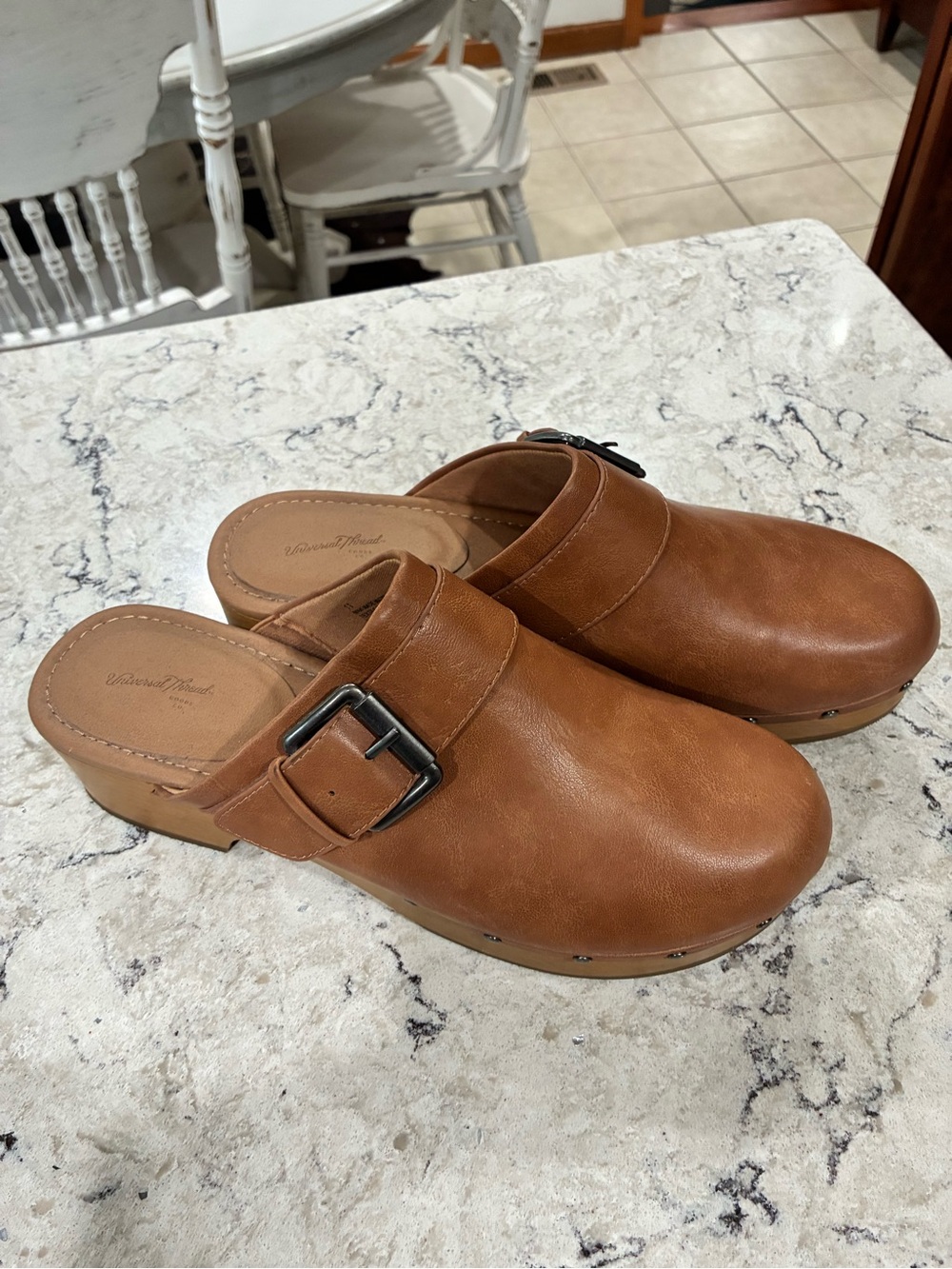 Light Brown NWOT Leather Buckle Clogs size 11